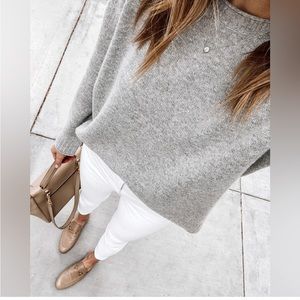 Jenni Kayne Every Day Sweater in Gray Cashmere small